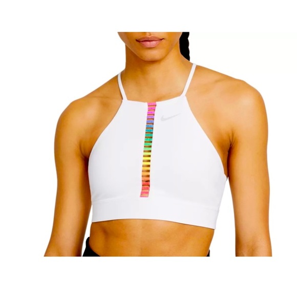 NIKE Women's Dri-FIT Indy Rainbow Ladder Crossback Light Support Sports Bra - Picture 1 of 6